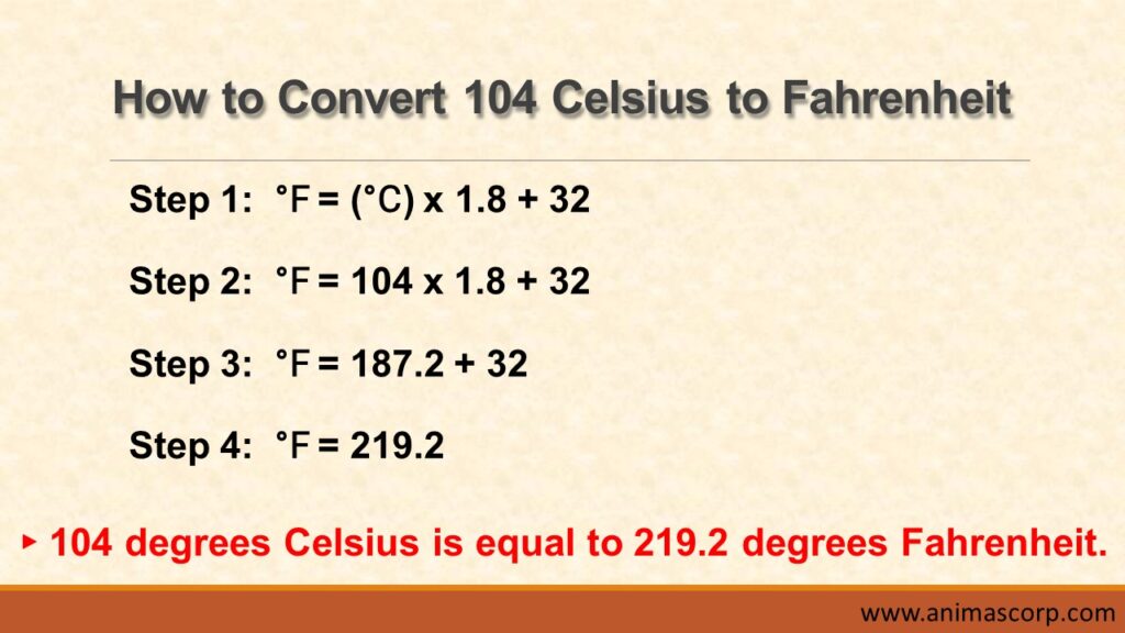 What is 104 Celsius to Fahrenheit (104 C to F Conversion) Animascorp What is 104 Celsius to Fahrenheit (104 C to F Conversion) Animascorp