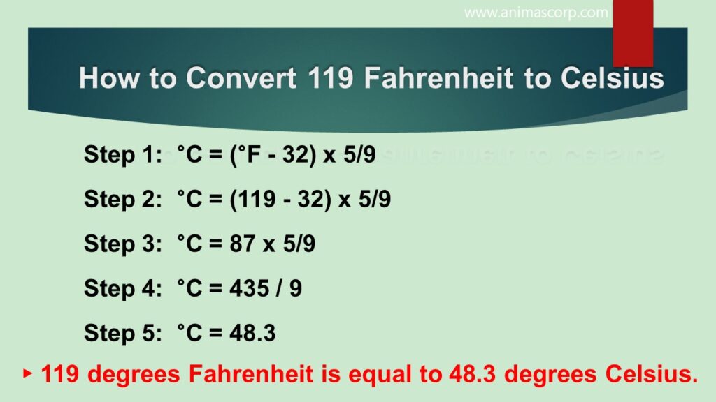 What Is 119 Fahrenheit To Celsius Conversion Animascorp
