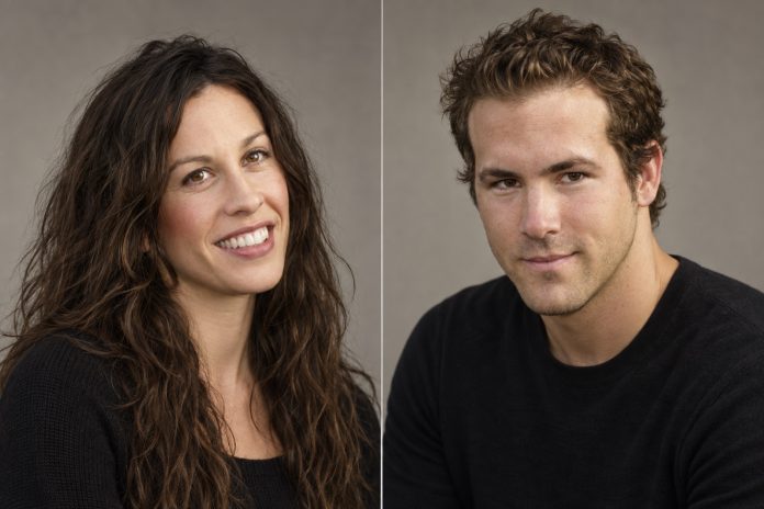 Portraits of Alanis Morissette and Ryan Reynolds